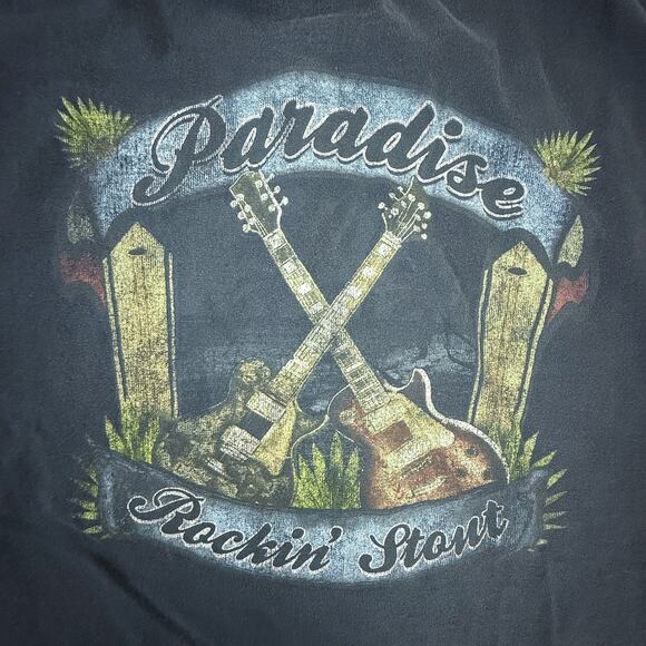 St Johns Bay Paradise Rockin’ Stout Beer Guitar Graphic Tee Black XLT Cotton - Picture 3 of 7